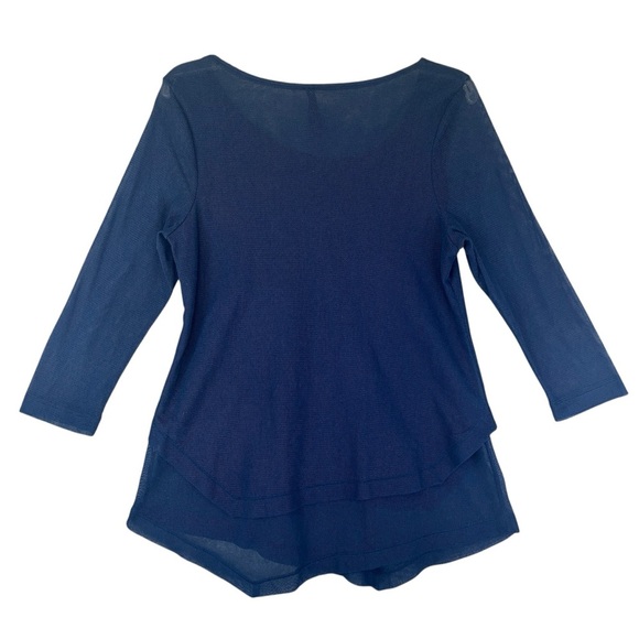 PORTO San Francisco Long Sleeve Mesh Layered Hem Lagenlook Blue Size Medium - Picture 2 of 11